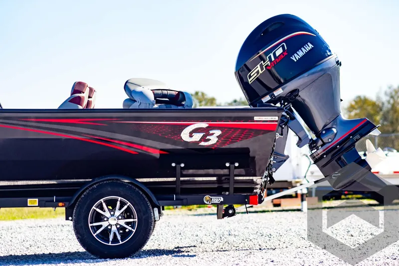 Slide: The Image of 2025 G3 Sportsman 1710 boat with Yamaha motor on a trailer. - 12