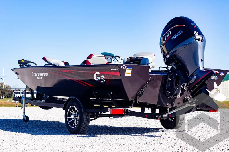 Slide: The Image of 2025 G3 Sportsman 1710 boat with Yamaha motor on a trailer. - 21