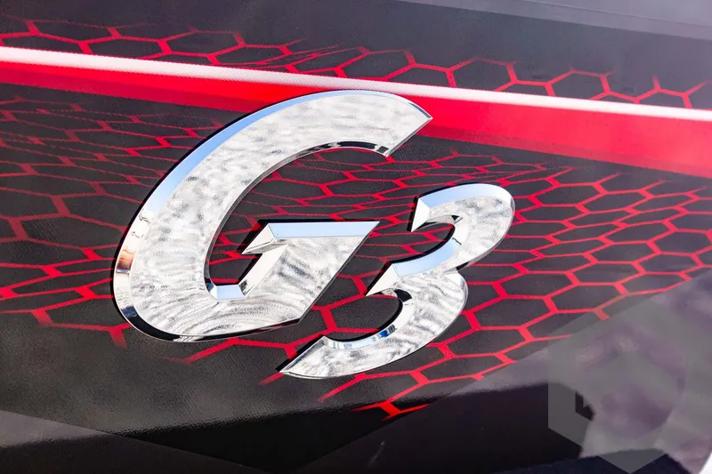 Slide: The Image of 2025 G3 Sportsman 1710 logo with red hexagonal pattern background. - 26