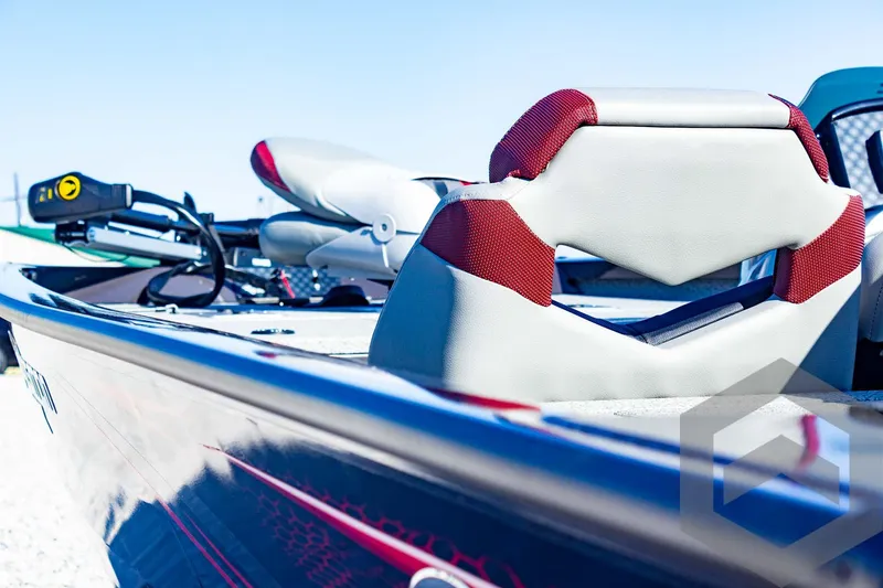 Slide: The Image of 2025 G3 Sportsman 1710 boat interior with modern seating and equipment. - 32