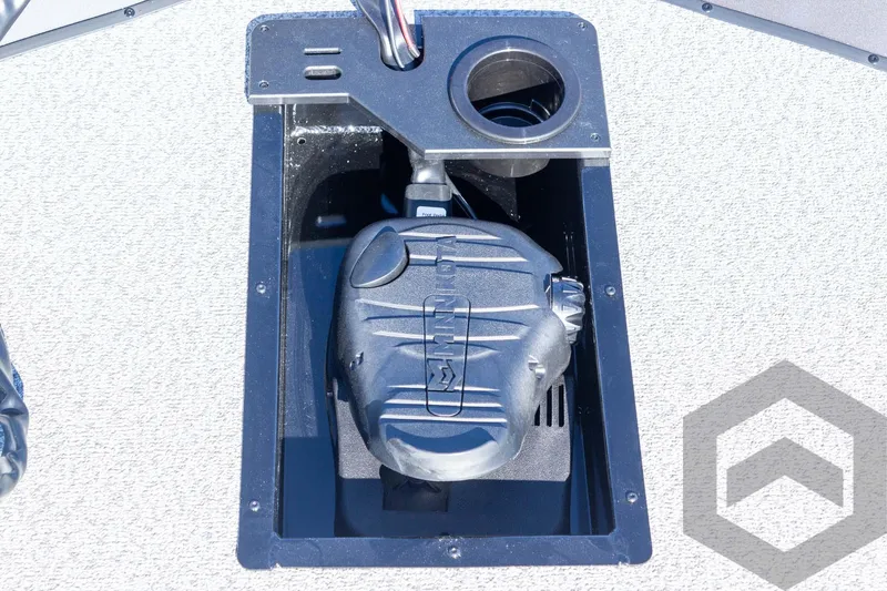 Slide: The Image of 2025 G3 Sportsman 1710 boat compartment with storage and wiring access. - 46
