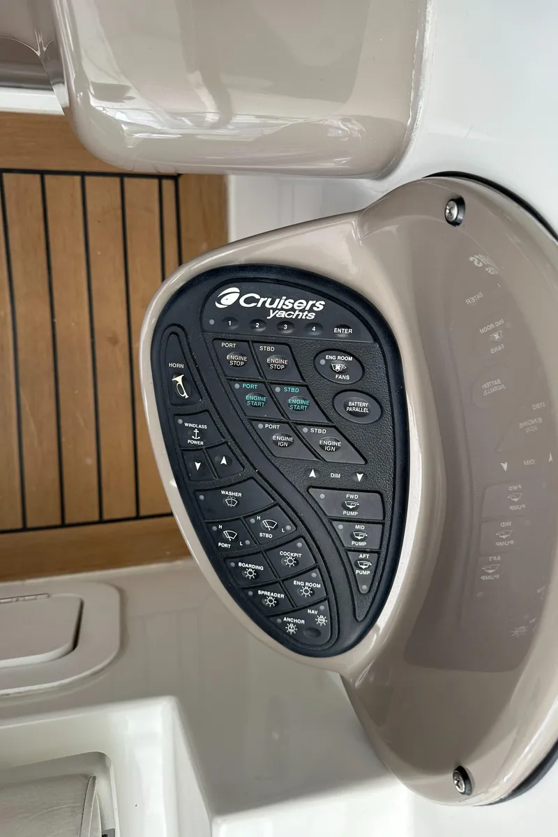 Slide: The Image of Control panel of 2009 Cruisers Yachts 420 Express boat. - 20