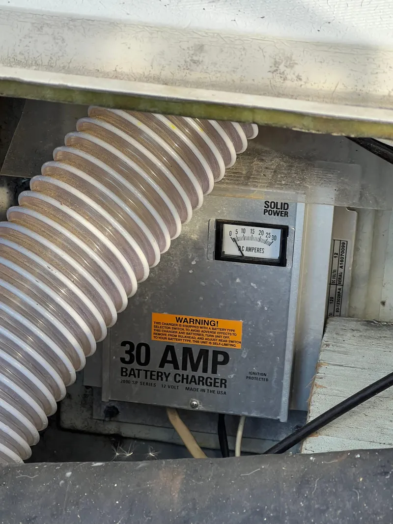 Slide: The Image of 30 AMP battery charger in 1973 Bertram 31 Flybridge Cruiser. - 44