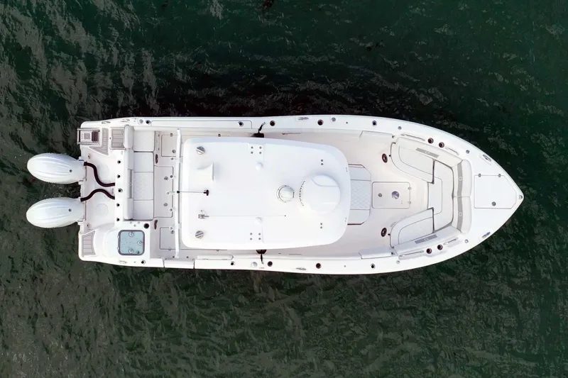 Slide: The Image of Aerial view of 2024 Sea Fox 268 Commander boat on water. - 28
