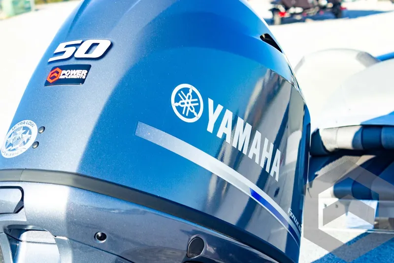 Slide: The Image of Yamaha 50 horsepower outboard motor on 2025 G3 Sportsman 1610 boat. - 26