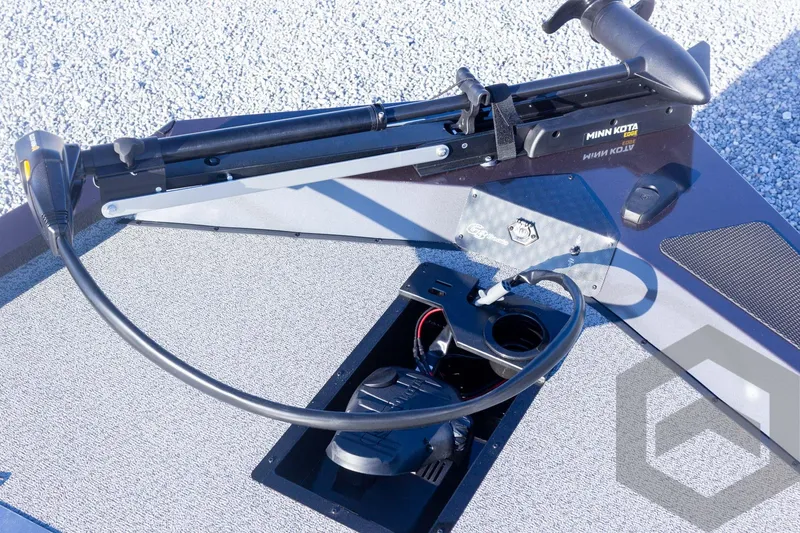 Slide: The Image of 2025 G3 Sportsman 1610 boat with Minn Kota trolling motor on deck. - 49