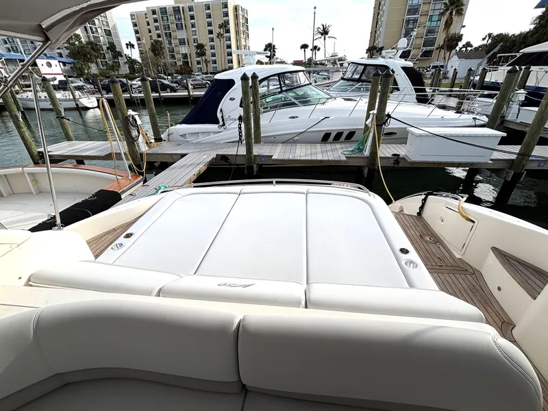 Slide: The Image of 2005 Viking Princess V50 yacht docked at marina with other boats. - 25