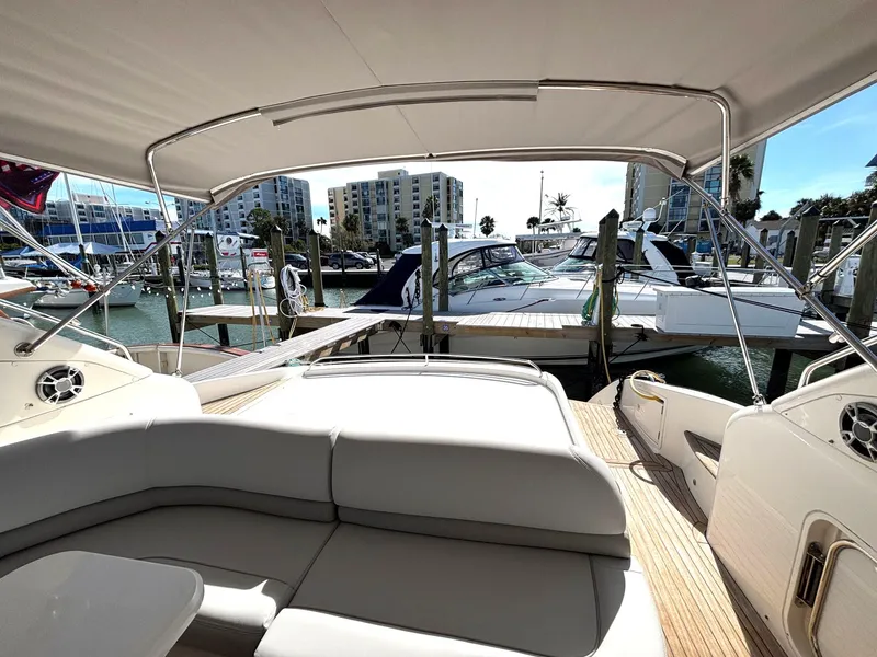 Slide: The Image of 2005 Viking Princess V50 yacht interior with marina view. - 34