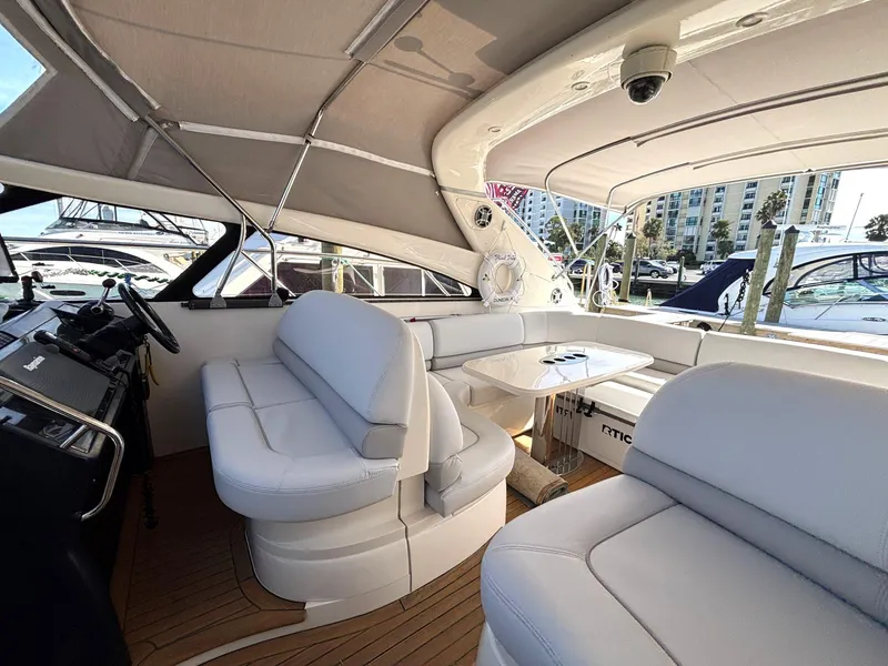 Slide: The Image of Luxurious 2005 Viking Princess V50 yacht interior with plush seating and elegant design. - 38