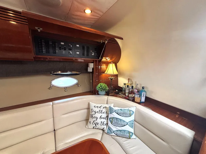 Slide: The Image of Luxurious 2005 Viking Princess V50 yacht interior with cozy seating and elegant decor. - 51