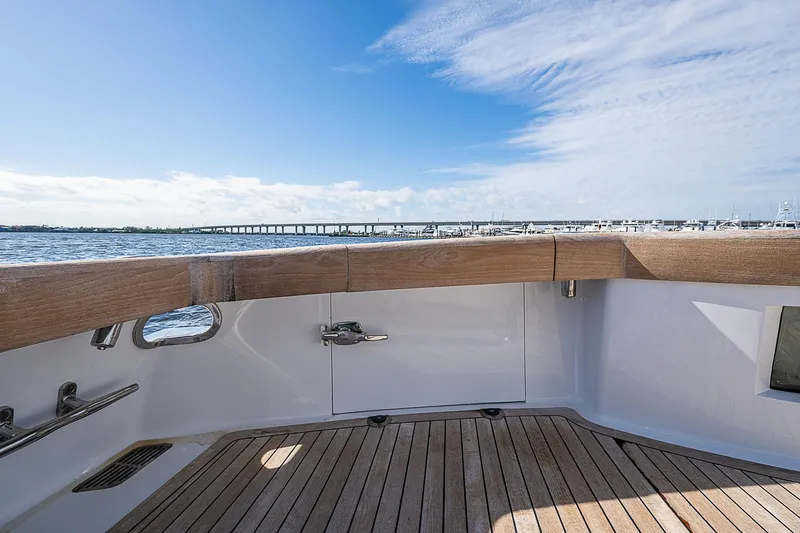 Slide: The Image of 2017 F&S Custom Express Sportfish boat deck with ocean view. - 17