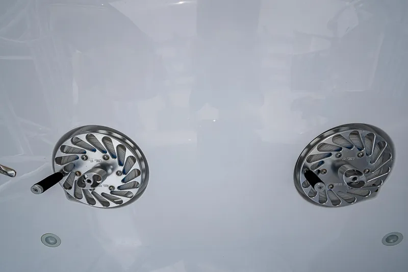 Slide: The Image of Close-up of 2017 F&S Custom Express Sportfish fishing reel mechanisms. - 9