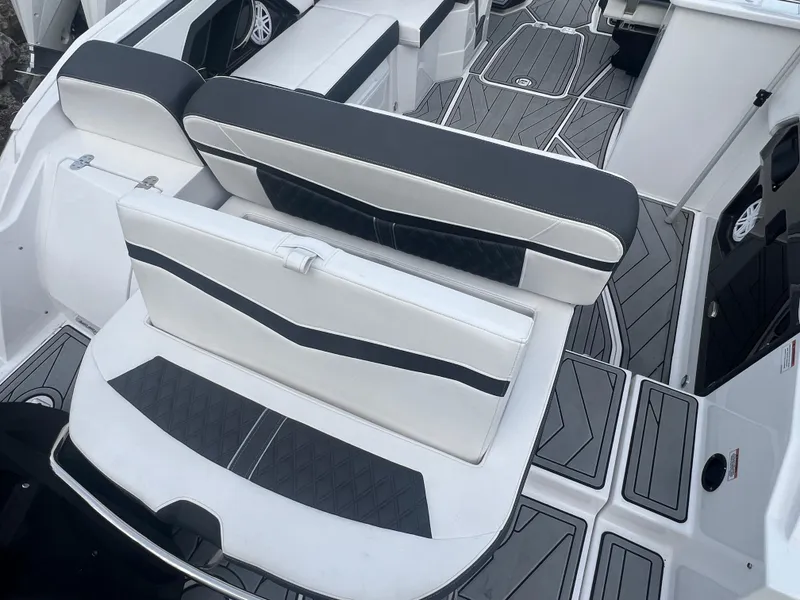 Slide: The Image of 2024 Monterey 255 Super Sport boat interior with sleek seating and modern design. - 3