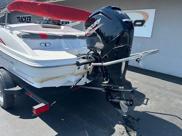 Slide: The Image of 2022 Tahoe T16 boat with Mercury outboard motor on trailer. - 9
