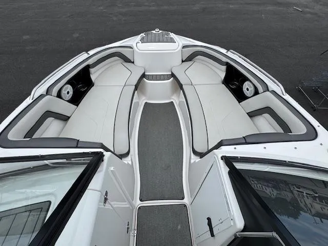 Slide: The Image of 2019 Yamaha AR240 boat interior with spacious seating and sleek design. - 5