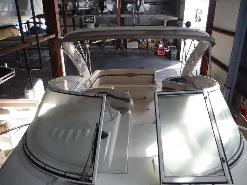 Slide: The Image of 2002 Doral 310se boat interior in storage facility. - 18