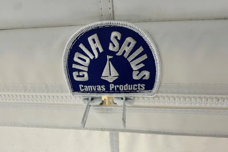 Slide: The Image of Gioia Sails Canvas Products label on 2005 Silverton 34 Convertible boat. - 9