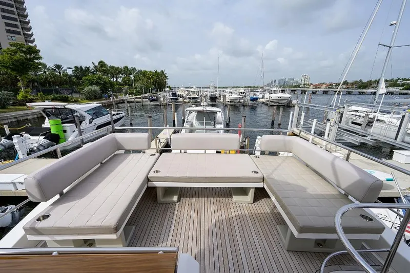 Slide: The Image of Spacious deck of 2016 Azimut 50 yacht docked at marina. - 17