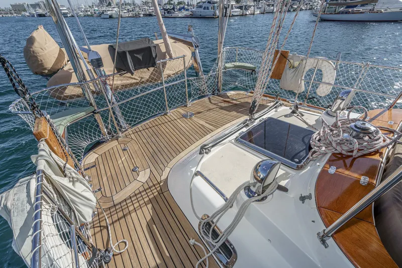Slide: The Image of Deck of 2012 Hylas 46 sailboat with marina view. - 20