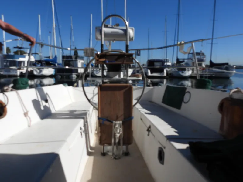 Slide: The Image of Interior view of a 1983 Catalina 30 yacht in harbor. - 4