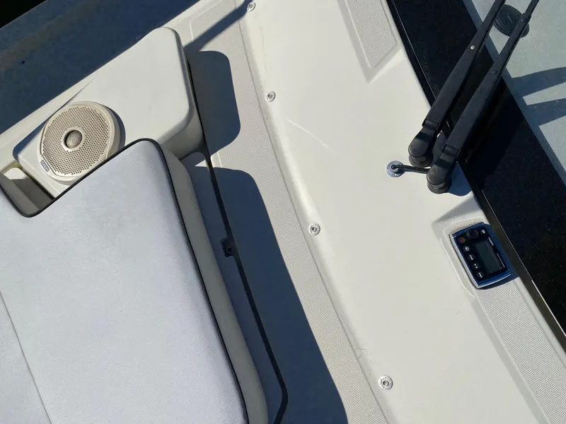 Slide: The Image of Close-up of 2017 Beneteau Monte Carlo 5 MC5 deck with speaker and seating. - 21