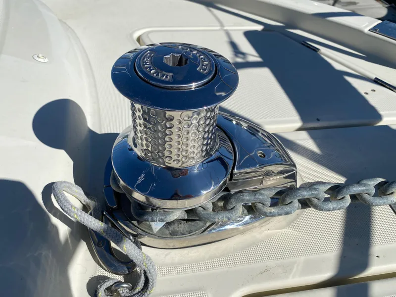 Slide: The Image of Close-up of a 2017 Beneteau Monte Carlo 5 MC5 anchor winch with chain. - 23