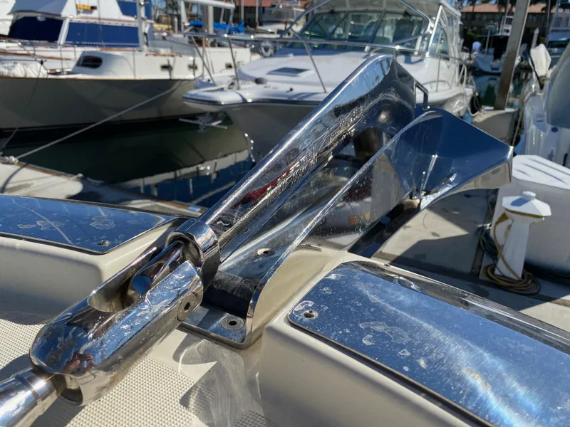 Slide: The Image of Close-up of a 2017 Beneteau Monte Carlo 5 MC5 yacht's polished anchor system. - 24