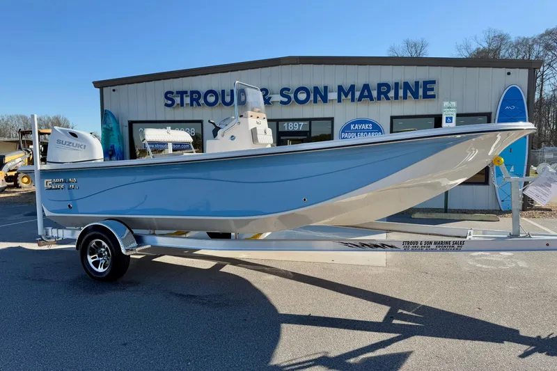 The Image of 2025 Carolina Skiff 21 LS boat in blue, displayed at Stroud & Son Marine. - 1