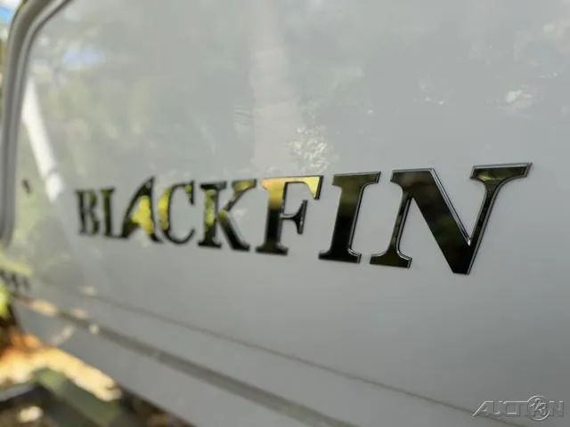 Slide: The Image of Close-up of 2025 Blackfin 252CC boat logo on white surface. - 7