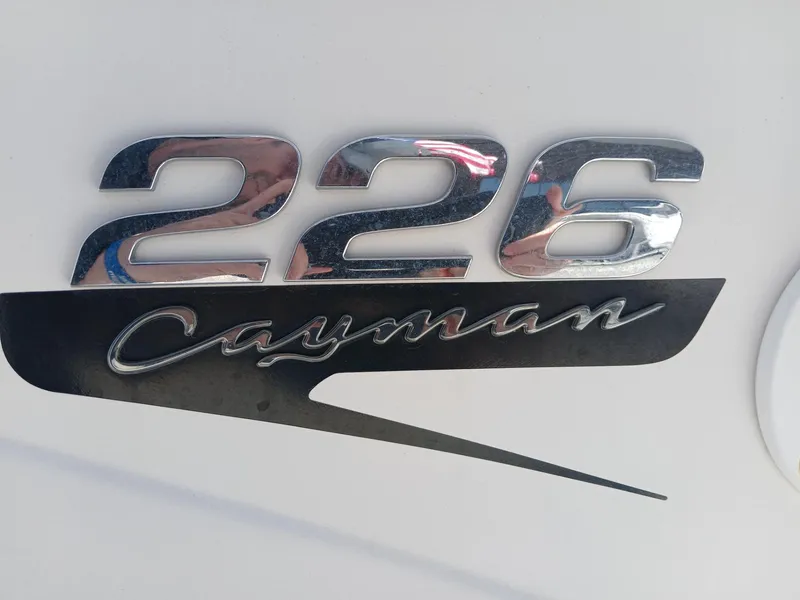 Slide: The Image of Chrome "226 Cayman" emblem on 2018 Robalo boat. - 7