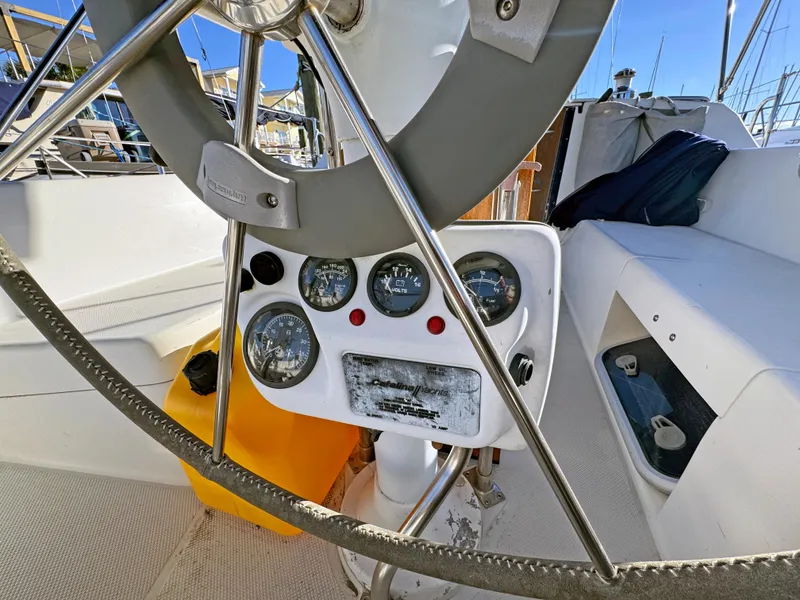 Slide: The Image of Steering wheel and dashboard of a 2000 Catalina 36 MkII sailboat. - 18