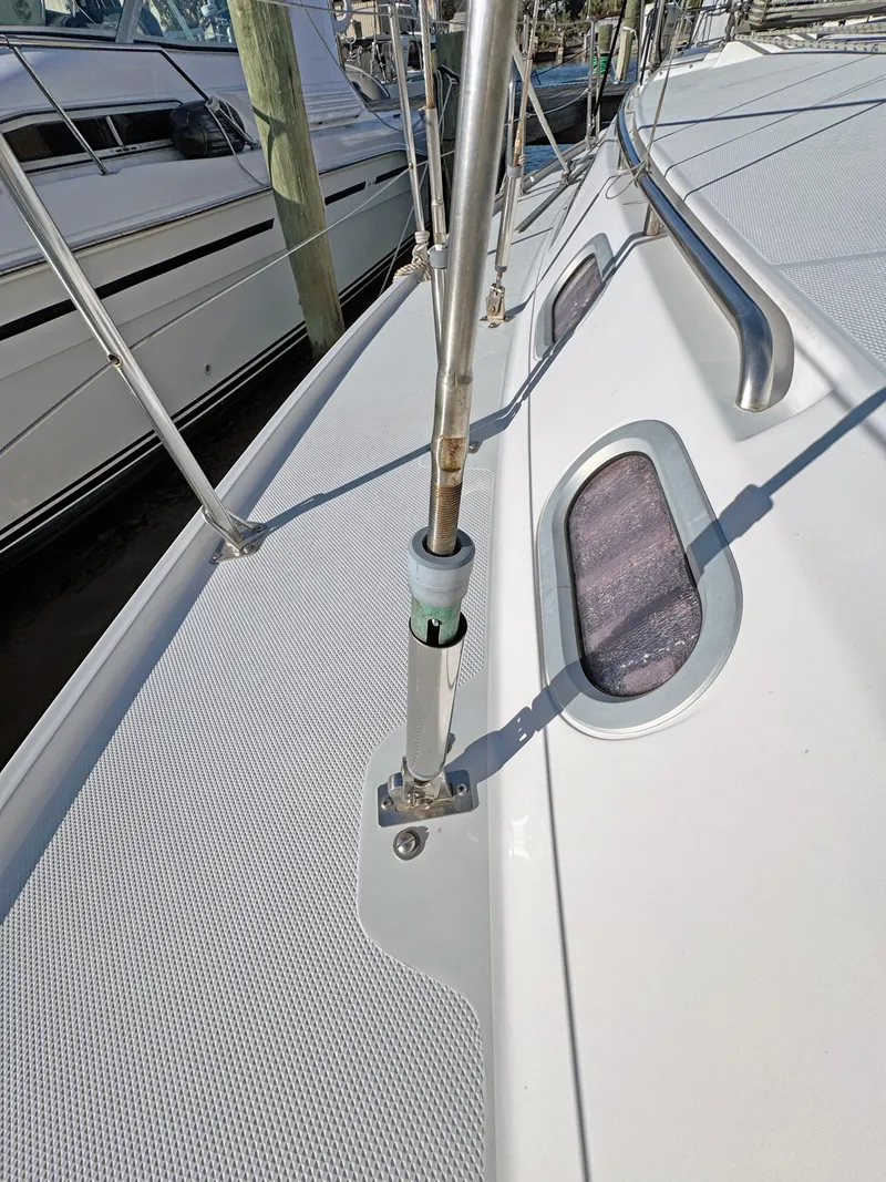Slide: The Image of Catalina 36 MkII 2000 sailboat deck with railing and window detail. - 38