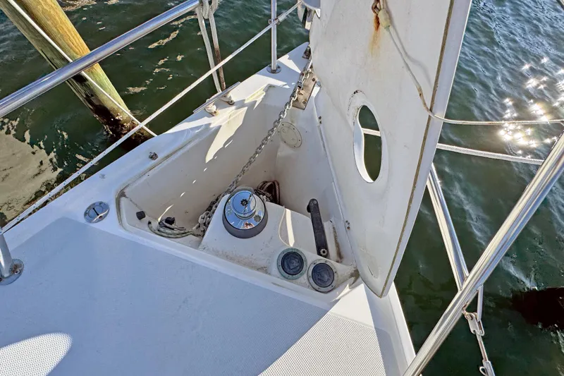 Slide: The Image of Anchor locker of 2000 Catalina 36 MkII sailboat with winch and chain. - 45
