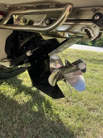 Slide: The Image of Close-up of a 2005 Cobalt 262 boat propeller and stern drive. - 7