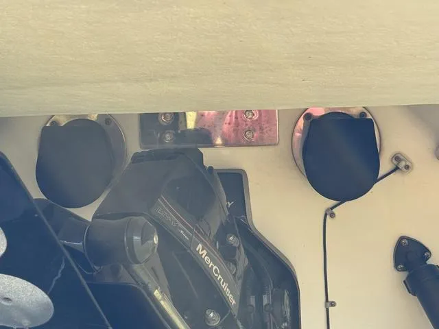 Slide: The Image of Close-up of a 2005 Cobalt 262 boat engine with MerCruiser components. - 9