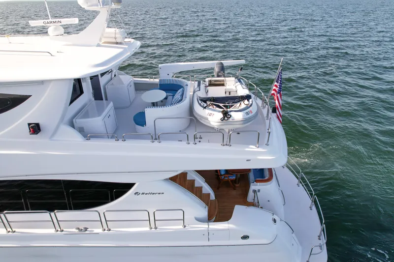 Slide: The Image of Aerial view of 2007 Hatteras 80 Motor Yacht on open water. - 17