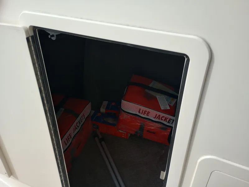 Slide: The Image of 2016 Grady-White Freedom 307 boat deck with two black fittings. - 30