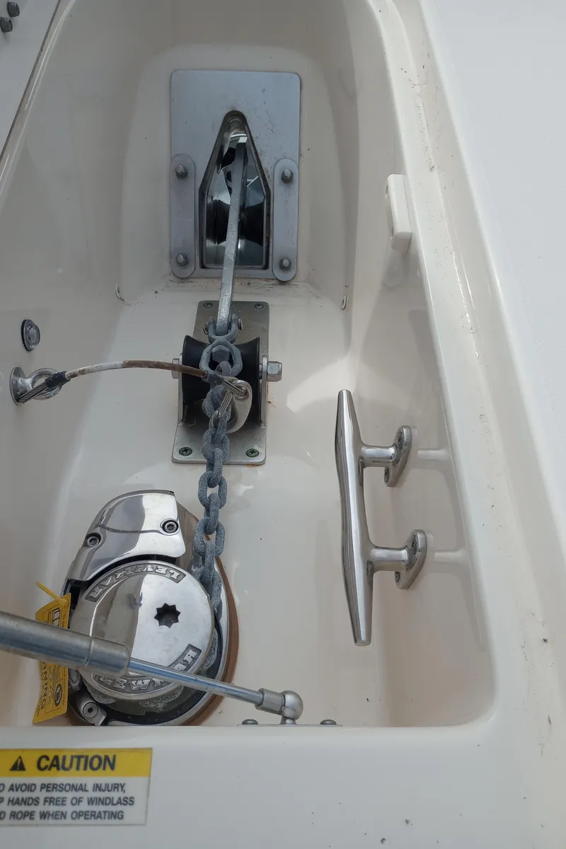 Slide: The Image of Twin Yamaha 300 engines on a 2016 Grady-White Freedom 307 boat. - 36