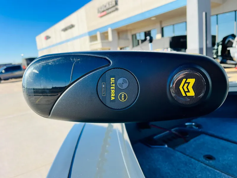 Slide: The Image of Close-up of a 2025 Ranger VX1988 WT boat motor with Ultrex branding. - 13