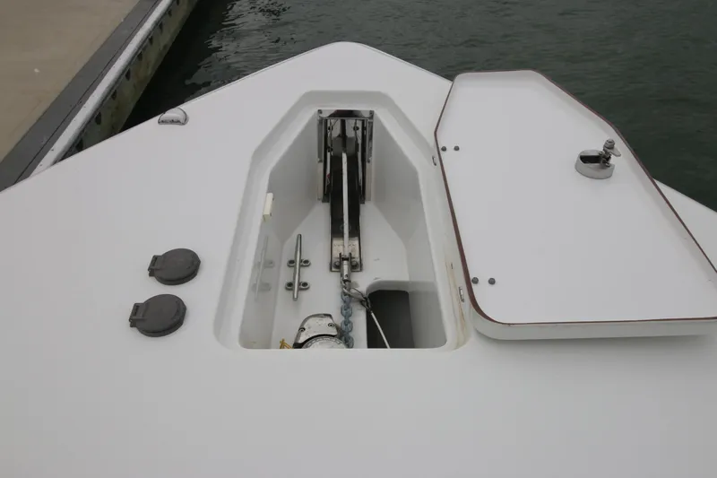 Slide: The Image of 2016 Sea Hunt Gamefish 30 anchor compartment at dockside. - 7