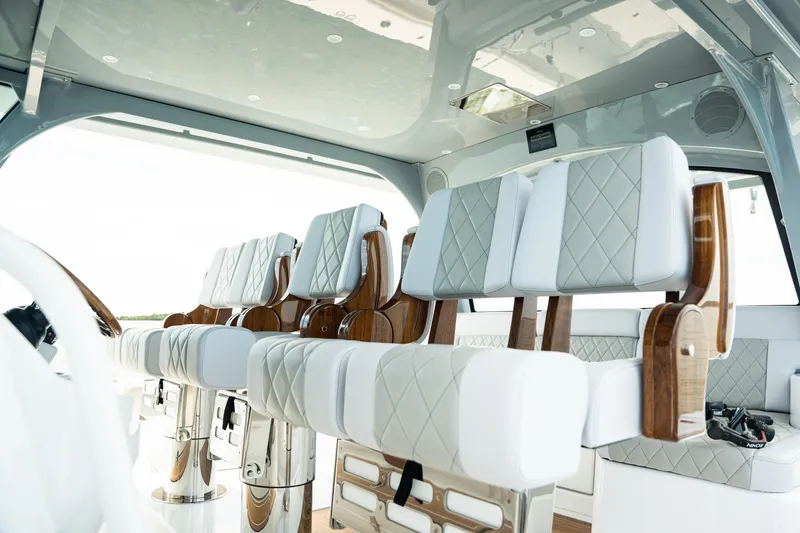 Slide: The Image of Luxurious interior seating of 2023 HCB 65 Estrella yacht with elegant design. - 17