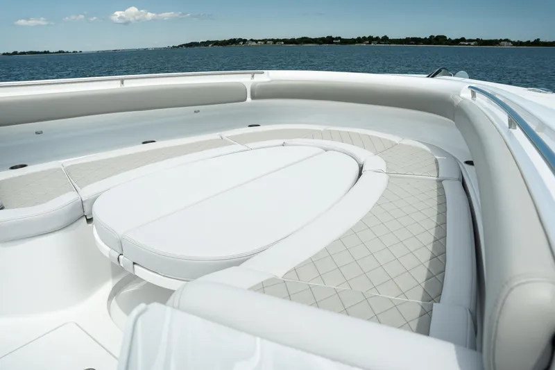 Slide: The Image of Luxurious seating on 2023 HCB 65 Estrella boat, with ocean view. - 24