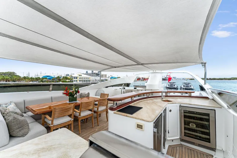 Slide: The Image of Luxurious 2006 Palmer Johnson motor yacht interior with elegant seating and panoramic windows. - 29