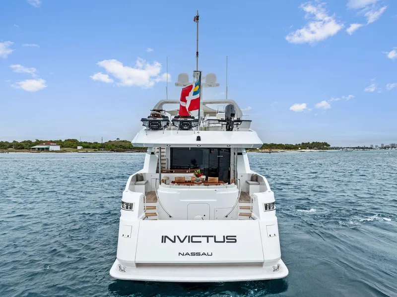 Slide: The Image of Palmer Johnson 2006 motor yacht "Invictus" on open water, rear view. - 3