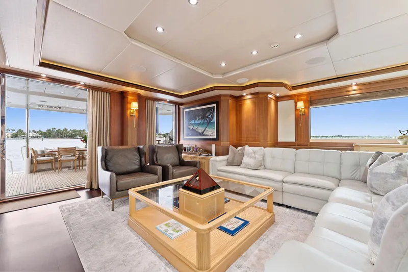 Slide: The Image of Luxurious 2006 Palmer Johnson motor yacht interior with elegant seating and modern decor. - 31