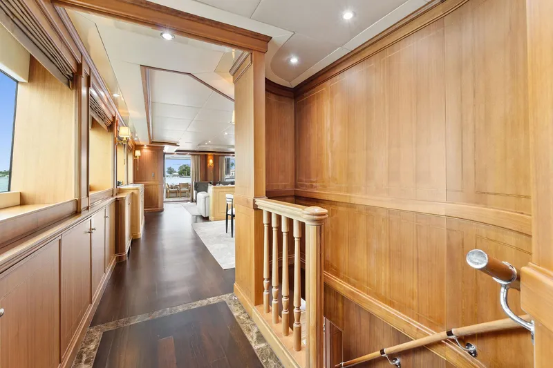 Slide: The Image of Luxurious 2006 Palmer Johnson motor yacht bathroom with wood cabinetry and elegant fixtures. - 36