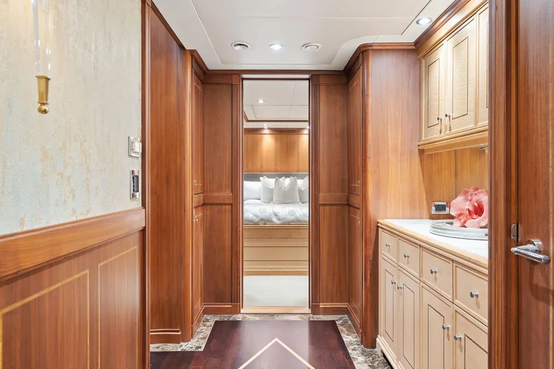 Slide: The Image of Luxurious 2006 Palmer Johnson motor yacht interior with laundry area and elegant cabinetry. - 46