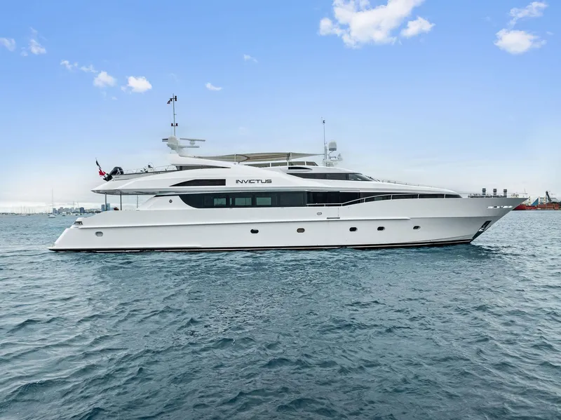 Slide: The Image of Palmer Johnson 2006 motor yacht on open water, front view. - 5
