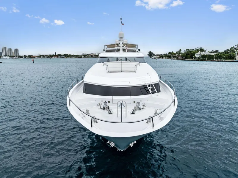 Slide: The Image of Aerial view of 2006 Palmer Johnson motor yacht on blue ocean water. - 6