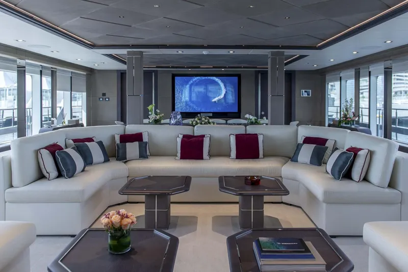Slide: The Image of Luxurious 2026 Majesty 175 yacht interior with elegant seating and modern decor. - 24